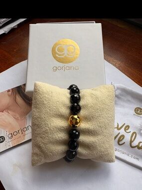 Gorjana Black Onyx Power Gemstone  Bracelet with Gold Accent